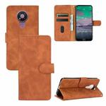 For Nokia 3.4 Solid Color Skin Feel Magnetic Buckle Horizontal Flip Calf Texture PU Leather Case with Holder & Card Slots & Wallet(Brown)