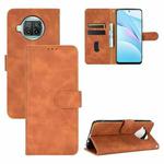 For Xiaomi Mi 10T Lite 5G Solid Color Skin Feel Magnetic Buckle Horizontal Flip Calf Texture PU Leather Case with Holder & Card Slots & Wallet(Brown)