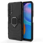 For Huawei P Smart (2021) PC + TPU Shockproof Protective Case with Magnetic Ring Holder(Black)