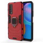 For Huawei P Smart (2021) PC + TPU Shockproof Protective Case with Magnetic Ring Holder(Red)