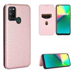 For OPPO Realme 7i Carbon Fiber Texture Horizontal Flip TPU + PC + PU Leather Case with Card Slot(Pink)