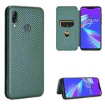 For Asus Zenfone Max (M2) ZB633KL Carbon Fiber Texture Horizontal Flip TPU + PC + PU Leather Case with Card Slot(Green)