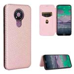 For Nokia 3.4 Carbon Fiber Texture Horizontal Flip TPU + PC + PU Leather Case with Card Slot(Pink)