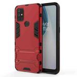 For OnePlus Nord N10 5G Shockproof PC + TPU Protective Case with Hidden Holder(Red)