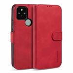 For Google Pixel 5 XL / Pixel 4A 5G DG.MING Retro Oil Side Horizontal Flip Case with Holder & Card Slots & Wallet(Red)