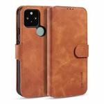 For Google Pixel 5 XL / Pixel 4A 5G DG.MING Retro Oil Side Horizontal Flip Case with Holder & Card Slots & Wallet(Brown)