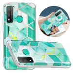 For Huawei P Smart 2020 Flat Plating Splicing Gilding Protective Case(Green Glitter Color Matching)