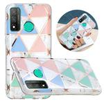 For Huawei P Smart 2020 Flat Plating Splicing Gilding Protective Case(Blue White Green Pink Color Matching)