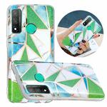 For Huawei P Smart 2020 Flat Plating Splicing Gilding Protective Case(Green Triangle Body Color Matching)
