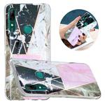 For Huawei P Smart Z Flat Plating Splicing Gilding Protective Case(Grey Pink White Marble Color Matching)