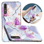 For Huawei P20 Flat Plating Splicing Gilding Protective Case(Purple White Marble Color Matching)