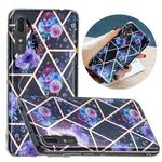 For Huawei P20 Flat Plating Splicing Gilding Protective Case(Black Background Flower Matching Color)