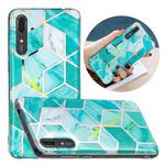 For Huawei P20 Flat Plating Splicing Gilding Protective Case(Green Glitter Color Matching)