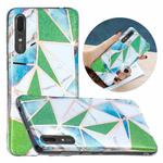For Huawei P20 Flat Plating Splicing Gilding Protective Case(Green Triangle Body Color Matching)