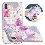 For Huawei P20 Lite Flat Plating Splicing Gilding Protective Case(Purple White Marble Color Matching)