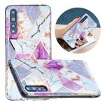For Huawei P20 Pro Flat Plating Splicing Gilding Protective Case(Purple White Marble Color Matching)