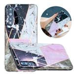 For Huawei P20 Pro Flat Plating Splicing Gilding Protective Case(Grey Pink White Marble Color Matching)