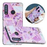 For Huawei P30 Lite Flat Plating Splicing Gilding Protective Case(Purple Flowers Color Matching)