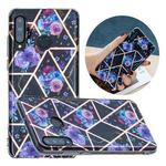 For Huawei P30 Lite Flat Plating Splicing Gilding Protective Case(Black Background Flower Matching Color)