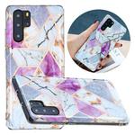 For Huawei P30 Pro Flat Plating Splicing Gilding Protective Case(Purple White Marble Color Matching)
