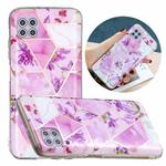 For Huawei P40 Lite Flat Plating Splicing Gilding Protective Case(Purple Flowers Color Matching)