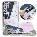 For Huawei P40 Lite Flat Plating Splicing Gilding Protective Case(Grey Pink White Marble Color Matching)