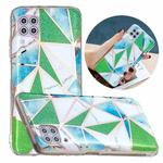 For Huawei P40 Lite Flat Plating Splicing Gilding Protective Case(Green Triangle Body Color Matching)