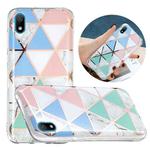 For Huawei Y5 (2019) Flat Plating Splicing Gilding Protective Case(Blue White Green Pink Color Matching)