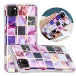 For Huawei Y5p Flat Plating Splicing Gilding Protective Case(Square Color Matching)