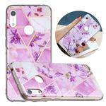 For Huawei Y6 (2019) Flat Plating Splicing Gilding Protective Case(Purple Flowers Color Matching)