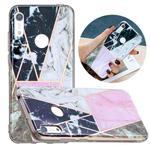 For Huawei Y6 (2019) Flat Plating Splicing Gilding Protective Case(Grey Pink White Marble Color Matching)