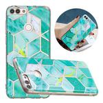 For Huawei Enjoy 7S Flat Plating Splicing Gilding Protective Case(Green Glitter Color Matching)