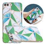 For Huawei Enjoy 7S Flat Plating Splicing Gilding Protective Case(Green Triangle Body Color Matching)