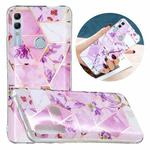 For Huawei Honor 10 Lite Flat Plating Splicing Gilding Protective Case(Purple Flowers Color Matching)