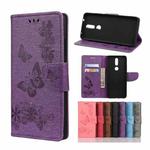 For Nokia 2.4 Butterflies Embossing Horizontal Flip Leather Case with Holder & Card Slots & Wallet(Purple)