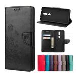 For Nokia 2.4 Butterfly Flower Pattern Horizontal Flip Leather Case with Holder & Card Slots & Wallet(Black)