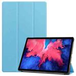For Lenovo Tab P11 TB-J606F /Tab P11 5G Three-folding Custer Texture Smart Leather Tablet Case(Sky Blue)