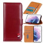 For Samsung Galaxy S21 Plus 5G 3-Color Pearl Texture Magnetic Buckle Horizontal Flip PU Leather Case with Card Slots & Wallet & Holder(Wine Red)