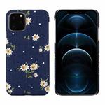 For iPhone 12 Pro Max PC + Denim Texture Printing Protective Case(White Flower)