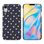 For iPhone X / XS PC + Denim Texture Printing Protective Case(Yellow Flower)