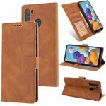 For Samsung Galaxy A21 Fantasy Classic Skin-feel Calfskin Texture Magnetic Buckle Horizontal Flip PU Leather Case with Holder & Card Slot & Wallet(Brown)