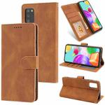 For Samsung Galaxy A41 Fantasy Classic Skin-feel Calfskin Texture Magnetic Buckle Horizontal Flip PU Leather Case with Holder & Card Slot & Wallet(Brown)