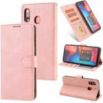 For Samsung Galaxy A20 / A30 Fantasy Classic Skin-feel Calfskin Texture Magnetic Buckle Horizontal Flip PU Leather Case with Holder & Card Slot & Wallet(Pink)