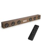 D80 Subwoofer Wooden Bluetooth Speaker with Remote Control, Support HDMI & AUX(Brown Wood Grain)