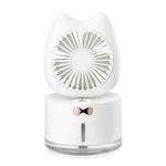 BD-MM1 Cat Shape Household Desktop Rechargeable Spray Humidifier Fan (White)