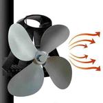 YL-105 4-Blade Aluminum Heat Powered Fireplace Stove Fan(Grey)