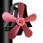 YL-106 5-Blade High Temperature Aluminum Heat Powered Fireplace Stove Fan(Rose Red)