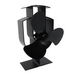 YL401 3-Blade High Temperature Metal Heat Powered Fireplace Stove Fan (Black)