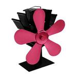 YL602 5-Blade High Temperature Metal Heat Powered Fireplace Stove Fan (Rose Red)