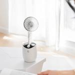 LLD-21 3.2-5.2W Splittable Shakeable 3-speed Control Cool Handheld Fan with Humidifier + Charging + Storage Integrated Base, Water Tank Capacity: 300ml(Black)